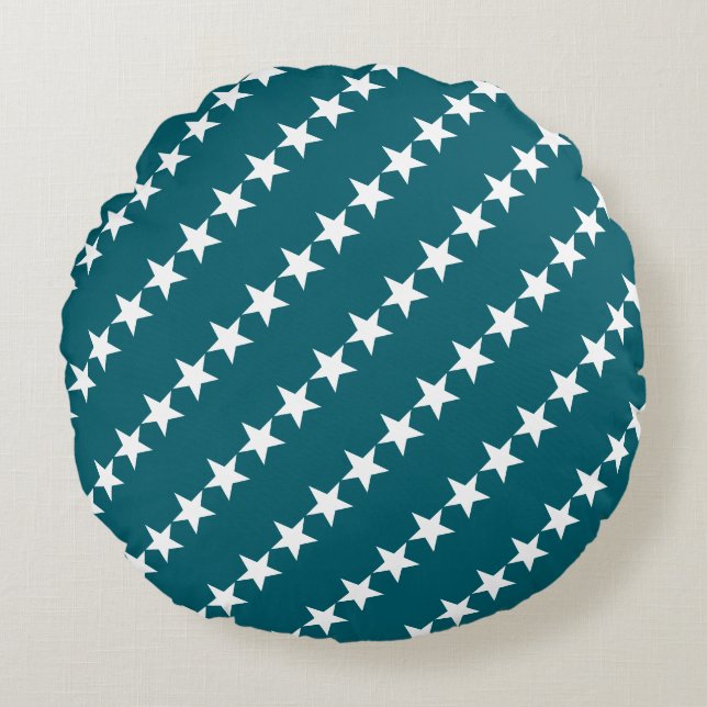 Stars Dark teal Minimal Modern  Round Cushion (Front)