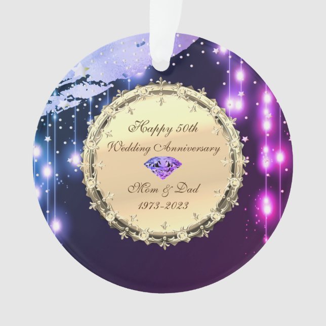 Stars Diamonds 50th Wedding Anniversary   Ornament (Front)