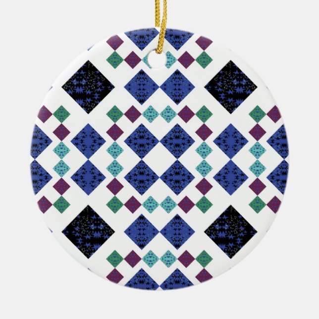 Stars Diamonds Ceramic Tree Decoration (Front)