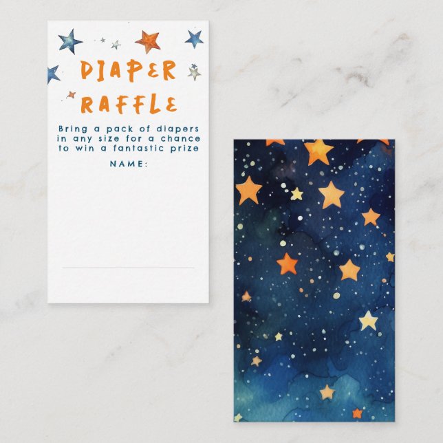 Stars Diaper Raffle Baby Shower Tickets Enclosure Card (Front/Back)