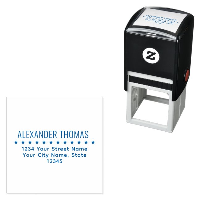 Stars Divider Spacer Name Return Address Self-inking Stamp (In Situ)
