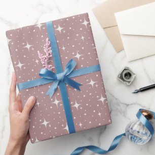 Stars & Dots on Dusty Gray Pink Wrapping Paper