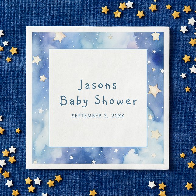 Stars dreamy baby shower blue invitation napkin (Stars dreamy baby shower blue invitation napkins.)
