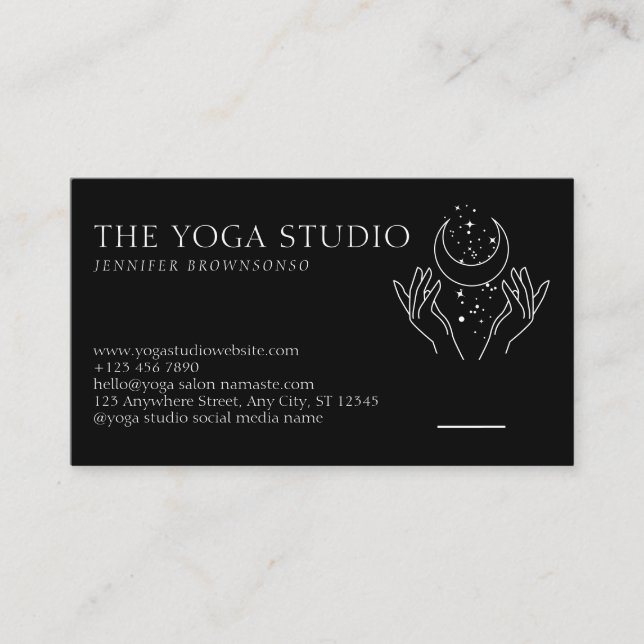 Stars Energy Healing Hands Moon Spiritual Business Card (Front)