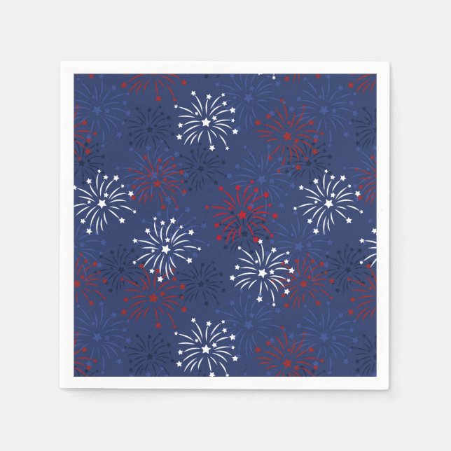 Stars & Fireworks: Independence Day Celebration Napkin (Front)