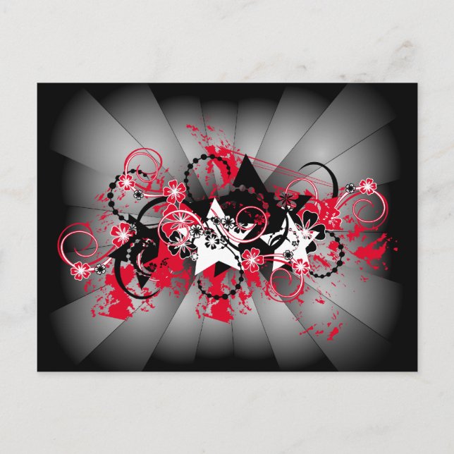 stars floral design postcard (Front)