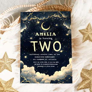 Stars Galaxy Celestial Kids Birthday Party Invitation