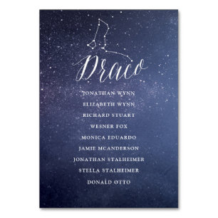 Stars Galaxy Wedding Seating Chart Card Draco