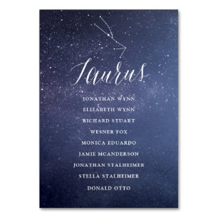 Stars Galaxy Wedding Seating Chart Card Taurus
