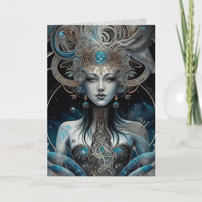 Stars, Galaxy, Woman Greeting/Note Card (Front)