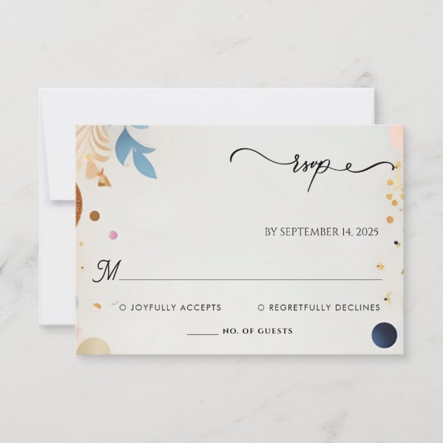 Stars Glam Bright Pastel Ombre Glitter Wedding RSVP Card (Front)
