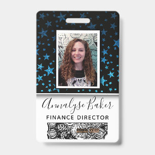 Stars Glitter Professional CNA Nurse Photo Name ID Badge