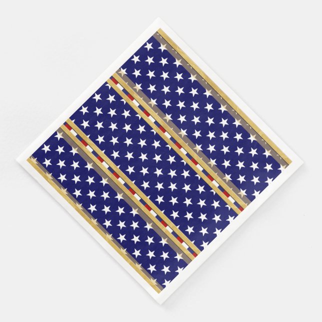 Stars Gold Blue Paper Napkin (Corner)
