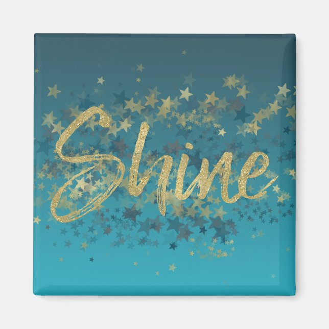 Stars Gold Blue Shine Magnet (Front)