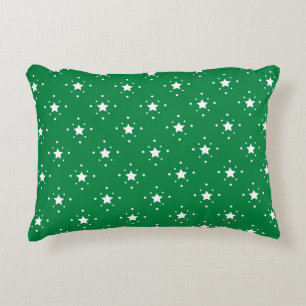 Stars Green Christmas Background Decorative Cushion