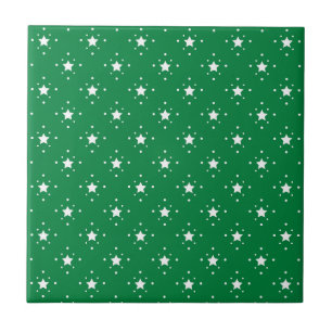 Stars Green Christmas Background Tile