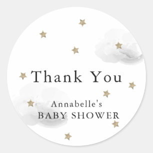 Stars & Grey Clouds Baby Shower Thank You Classic Round Sticker