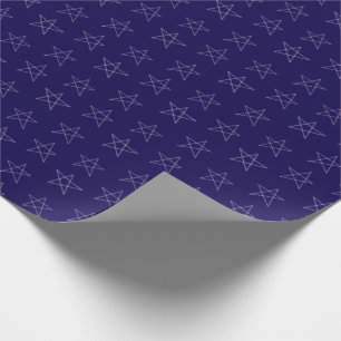 Stars Hand Drawn Custom Blue Wrapping Paper