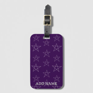 Stars Hand Drawn Custom Name Purple Luggage Tag