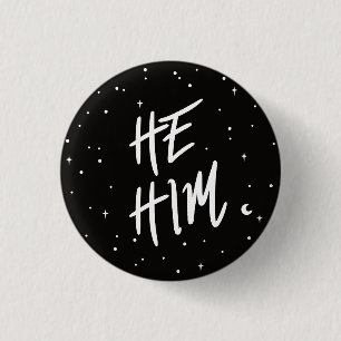 Stars He/Him Pronouns 3 Cm Round Badge