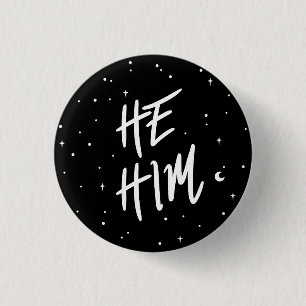 Stars He/Him Pronouns 3 Cm Round Badge