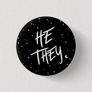 Stars He/They Pronouns 3 Cm Round Badge