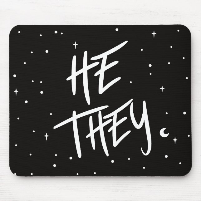 Stars He/They Pronouns  Mouse Mat (Front)
