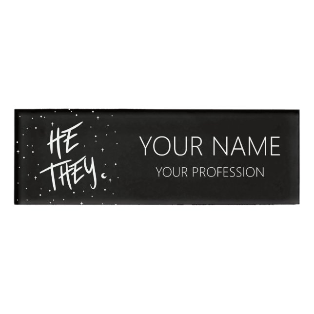 Stars He They Pronouns Name Tag (Front)