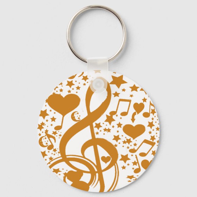 Stars,Hears and The Music Notes,Gold_ Key Ring (Front)