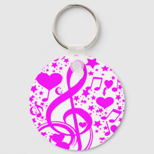 Stars,Hearts and The music notes-Pink_ Key Ring