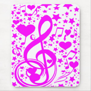 Stars,Hearts and The music notes-Pink_ Mouse Mat