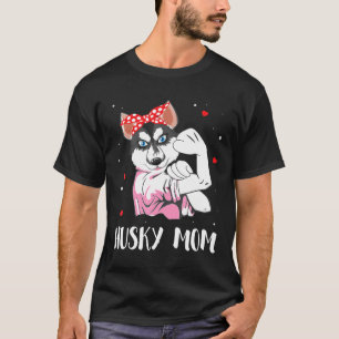 Stars Hearts Dog Girl Happy Mother Day Husky Dog M T-Shirt