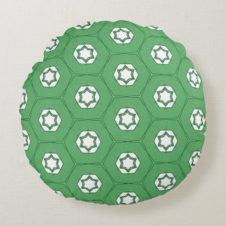 Stars in a honeycomb mint green circular pillow