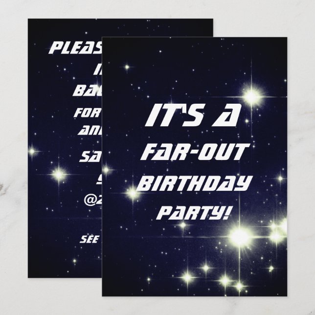Stars in Deep Space Dark Blue Happy Birthday Invitation (Front/Back)