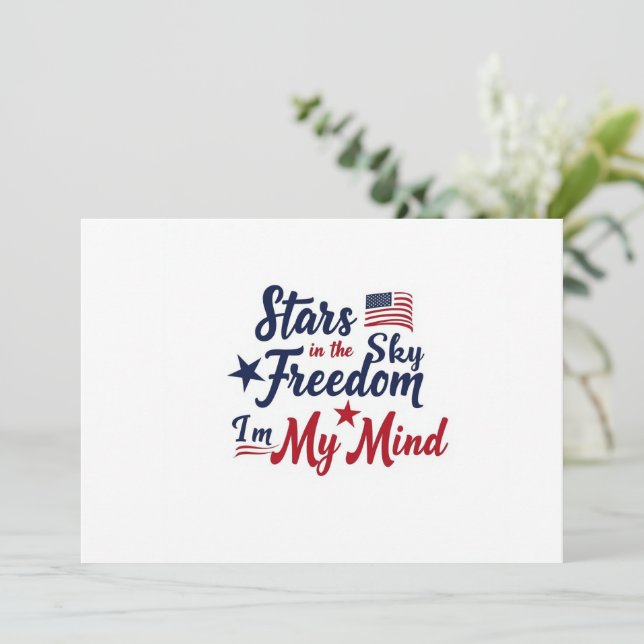 Stars in the Sky July 4th Invite – Patriotic Quote (Standing Front)