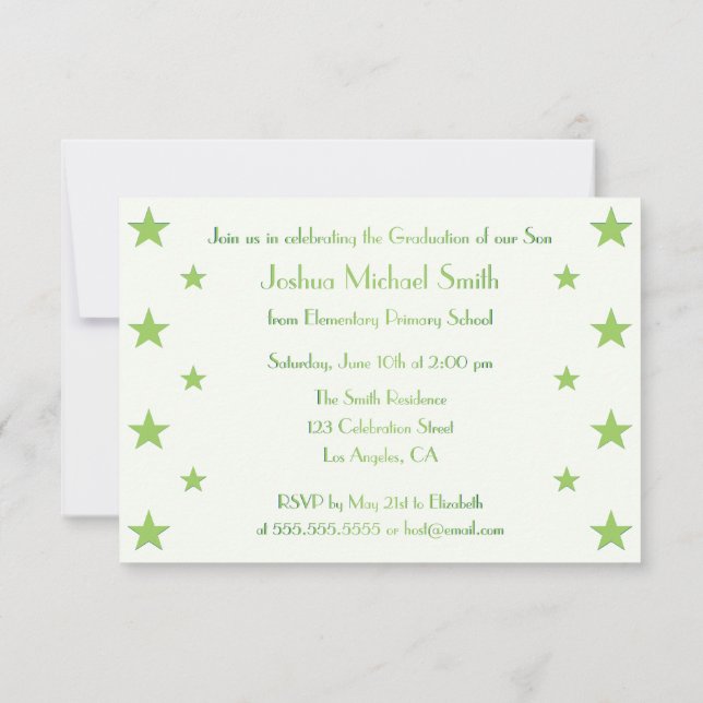 Stars Kids Custom Graduation Party Invitation Card (Back)