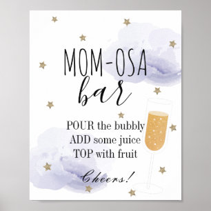 Stars & Lavender Clouds Baby Shower Mum-osa Bar Poster