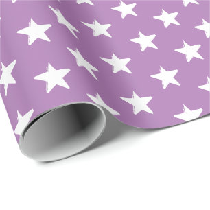 Stars Lavender lilac and white pattern modern gift Wrapping Paper