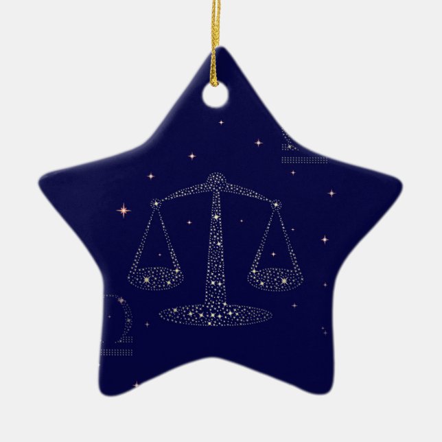 stars libra ceramic tree decoration (Front)