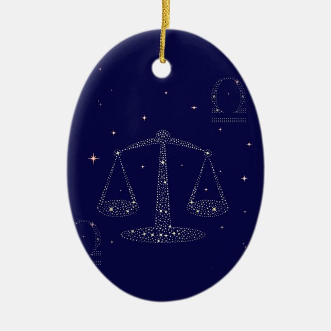 stars libra ceramic tree decoration (Front)