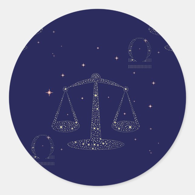 stars libra classic round sticker (Front)