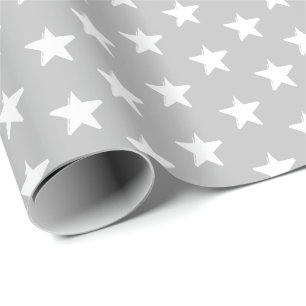 Stars light grey and white pattern modern gift wrapping paper