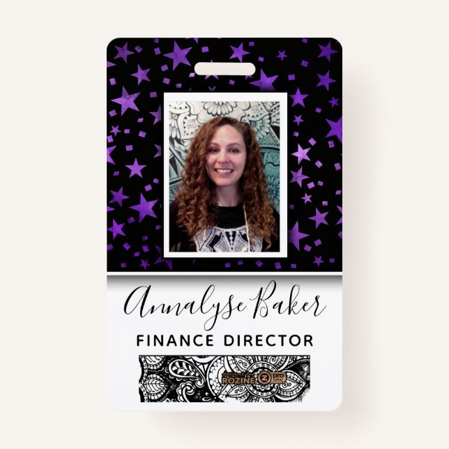 Stars Marble Professional CNA Nurse Photo Name  ID Badge (Front)