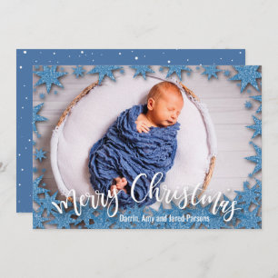Stars Merry Christmas Photo Birth Announcements