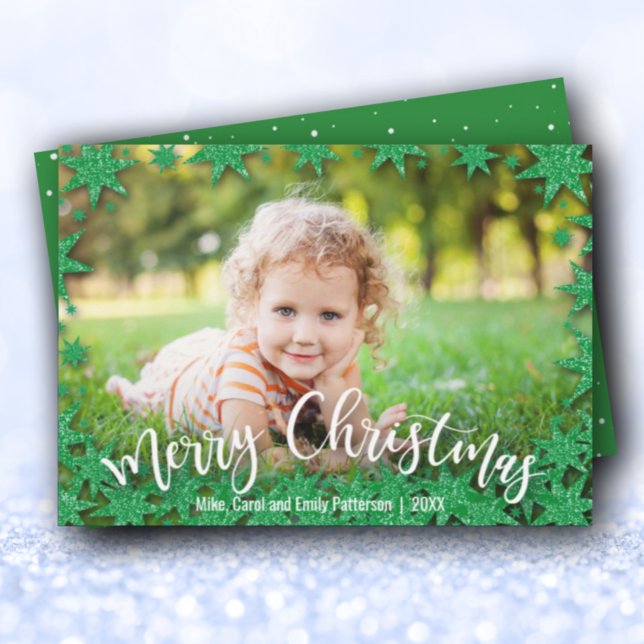 Stars Merry Christmas Photo Holiday Card (Creator Uploaded)