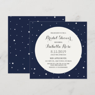 Stars Midnight Blue Full Moon Bridal Shower Invite