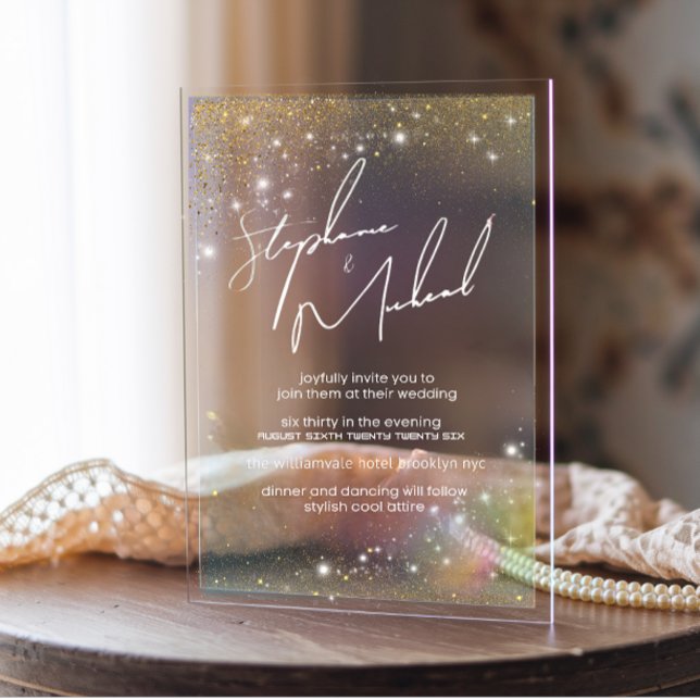 Stars Modern Wedding Acrylic Invitation (Creator Uploaded)