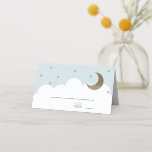 Stars & Moon Baby Blue Boy Place Card