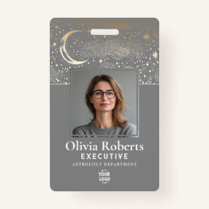Stars Moon Celestial Night ID Company Security ID Badge