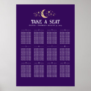 Stars Moon Celestial Purple Wedding Seating Chart